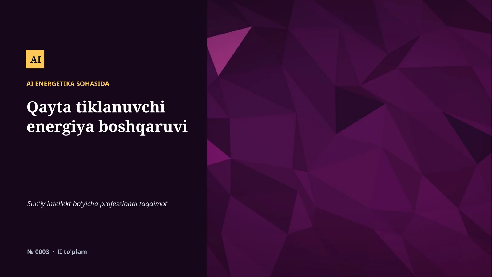 AI ENERGETIKA SOHASIDA