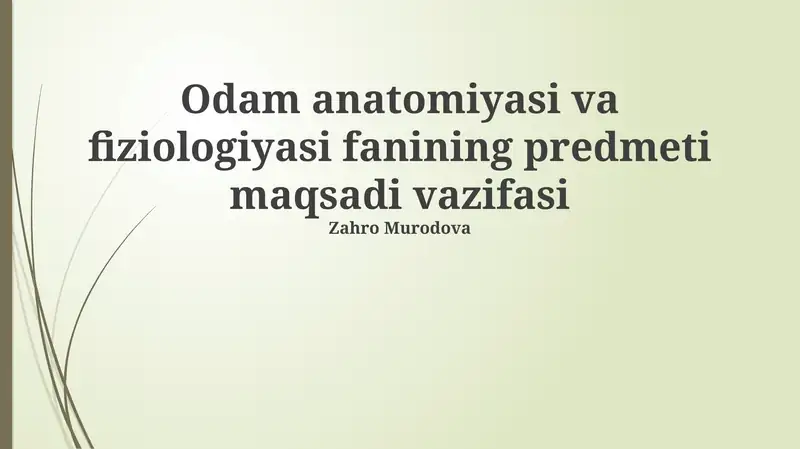 Inson anatomiyasi va fiziologiyasi