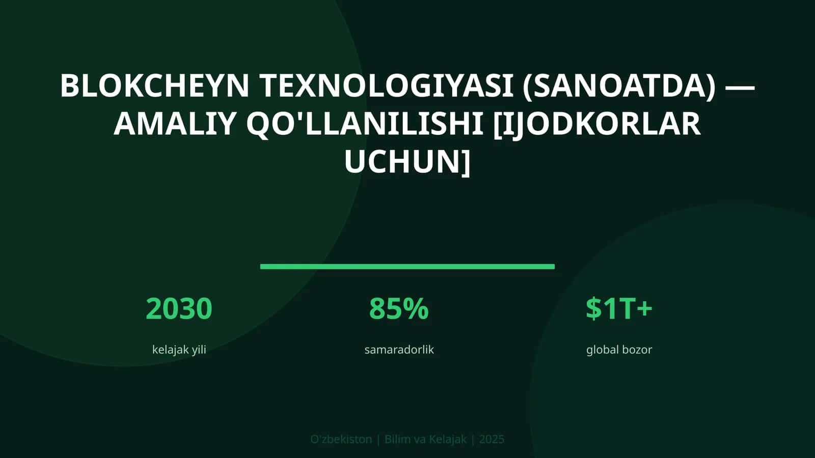 Blokcheyn texnologiyasi (sanoatda) — amaliy qo'llanilishi [ijodkorlar uchun]