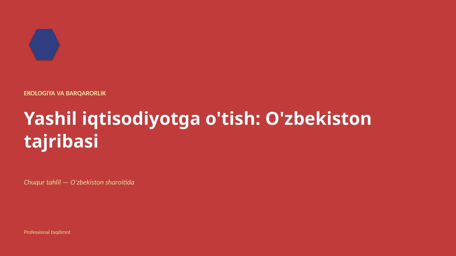 EKOLOGIYA VA BARQARORLIK