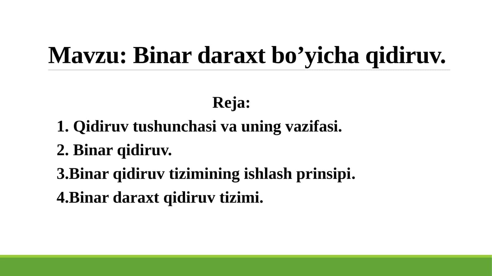 Binar daraxt bo’yicha qidiruv