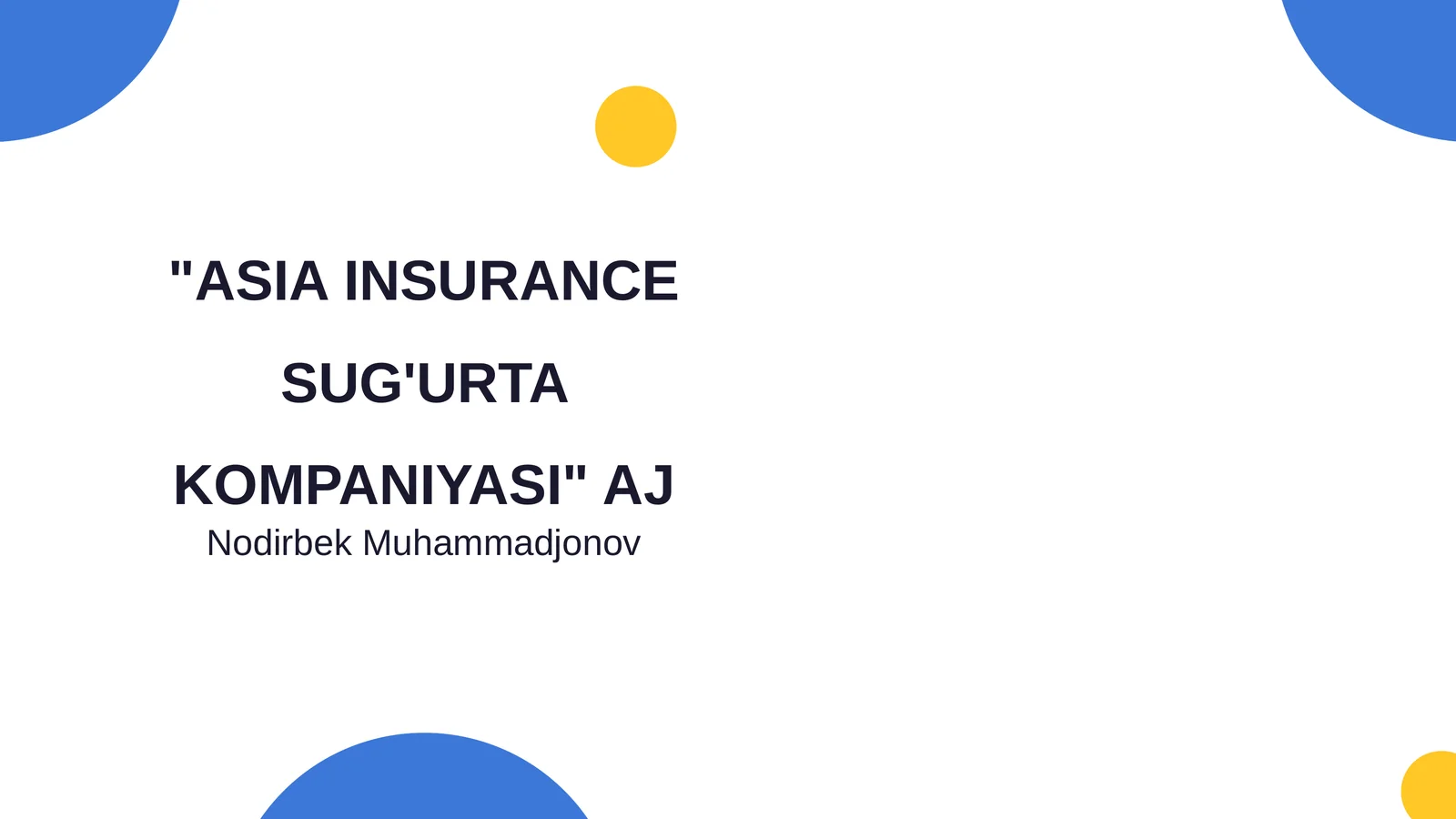 "ASIA INSURANCE SUG'URTA KOMPANIYASI" AJ