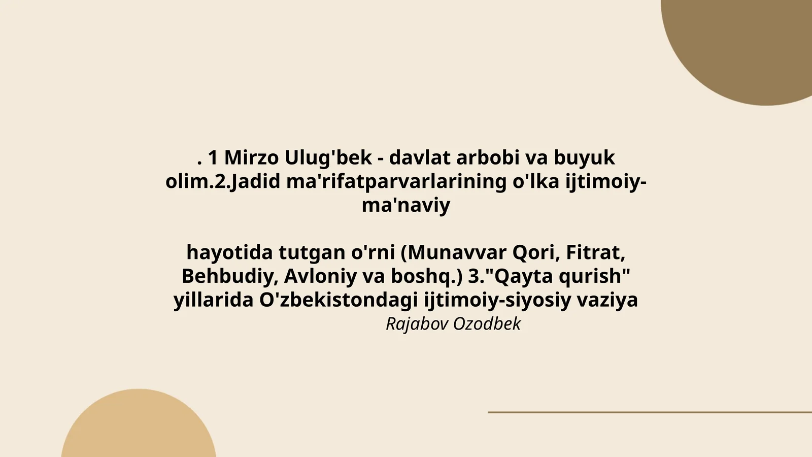 Mirzo Ulug'bek - davlat arbobi va buyuk olim