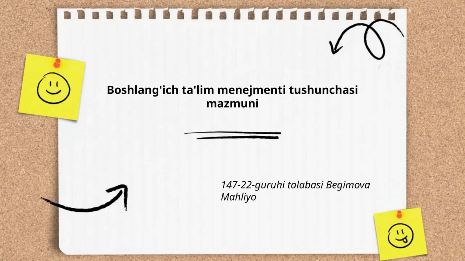 Boshlang'ich ta'lim menejmenti tushunchasi mazmuni