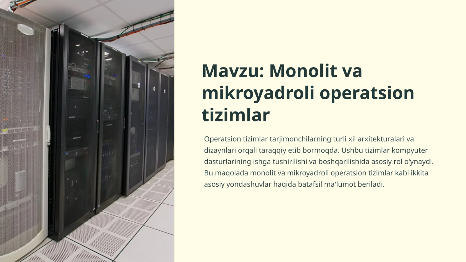 Monolitva mikroyadroli operatsion tizimlar