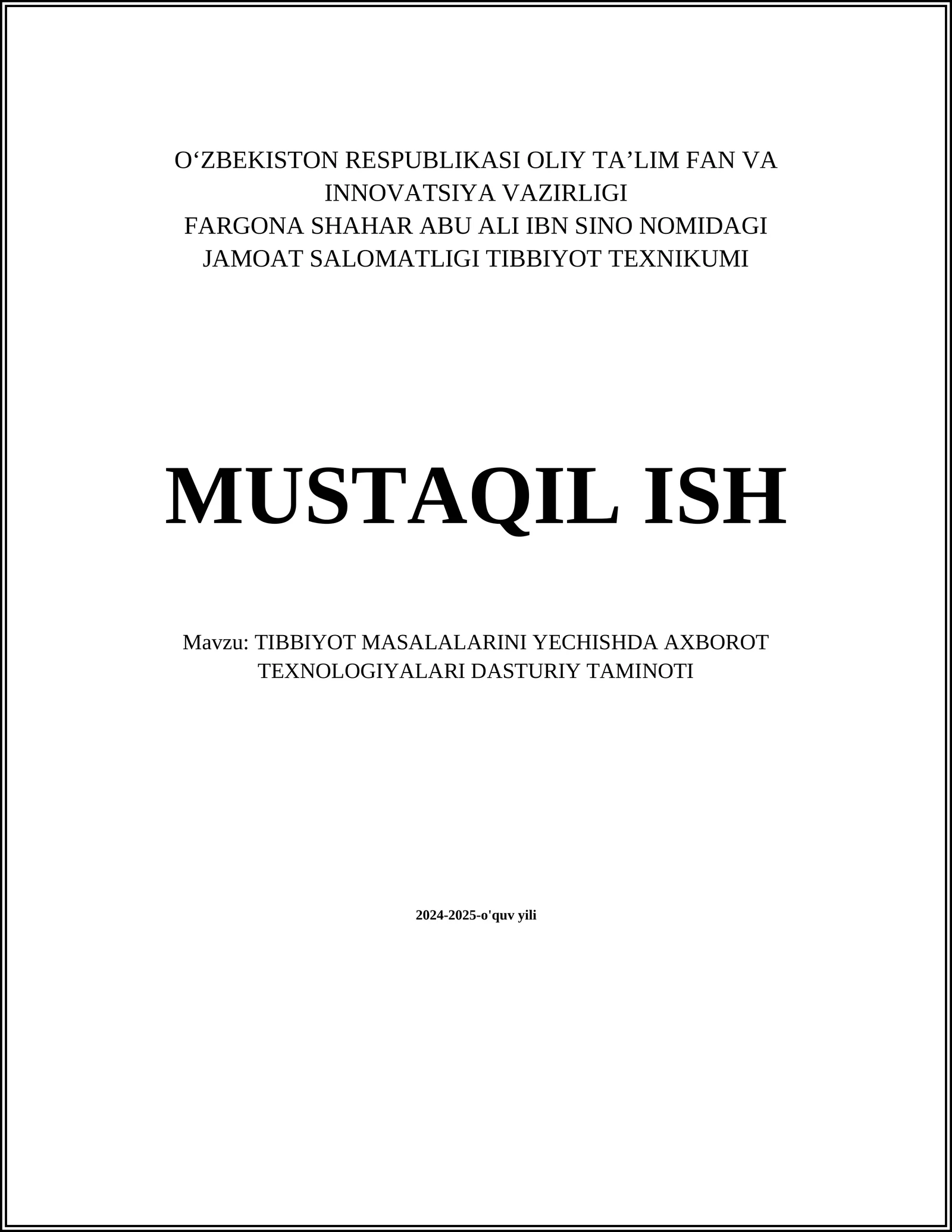 Tibbiyotda axborot texnologiyalari