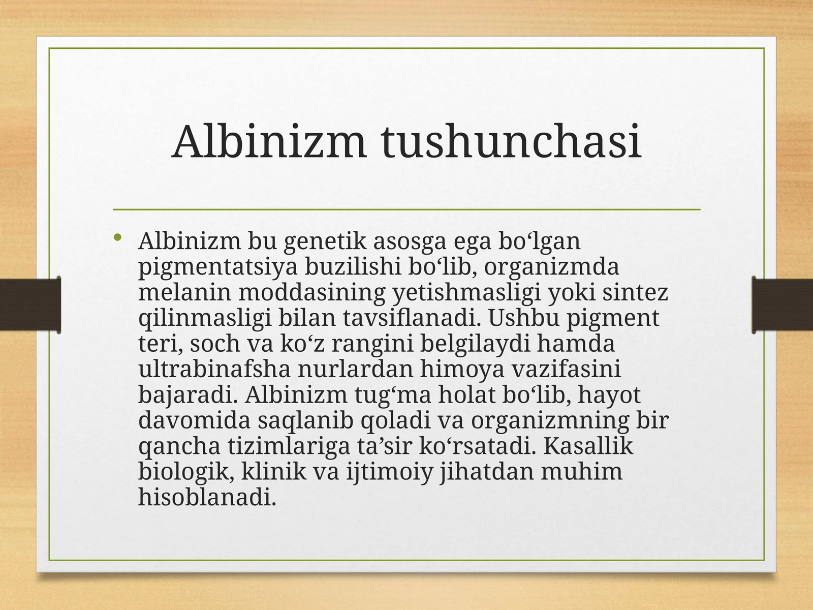 Albinizm tushunchasi