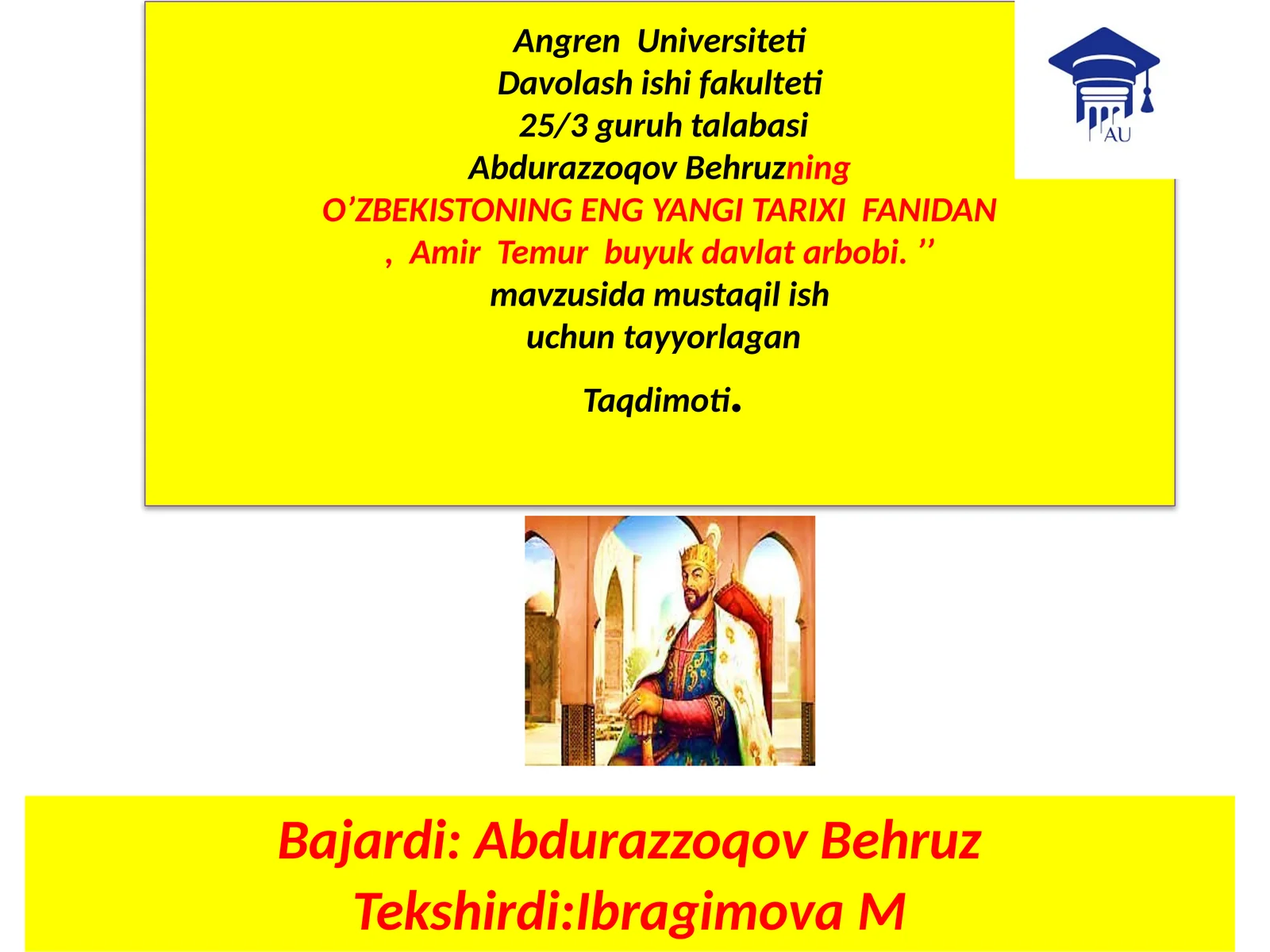 Amir Temur Davlatarbobi