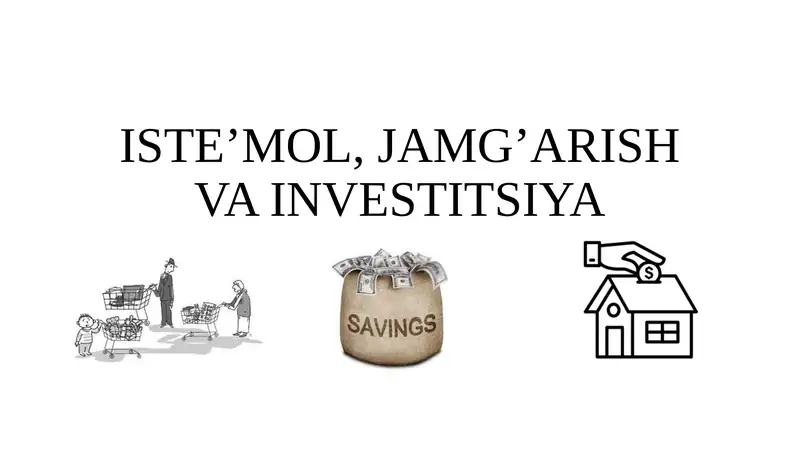 ISTE’MOL, JAMG’ARISH VA INVESTITSIYA