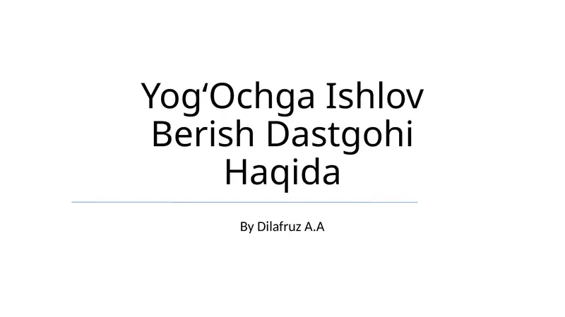Yog‘Ochga Ishlov Berish Dastgohi Haqida