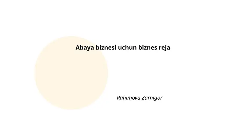 Abaya biznesi uchun biznes reja