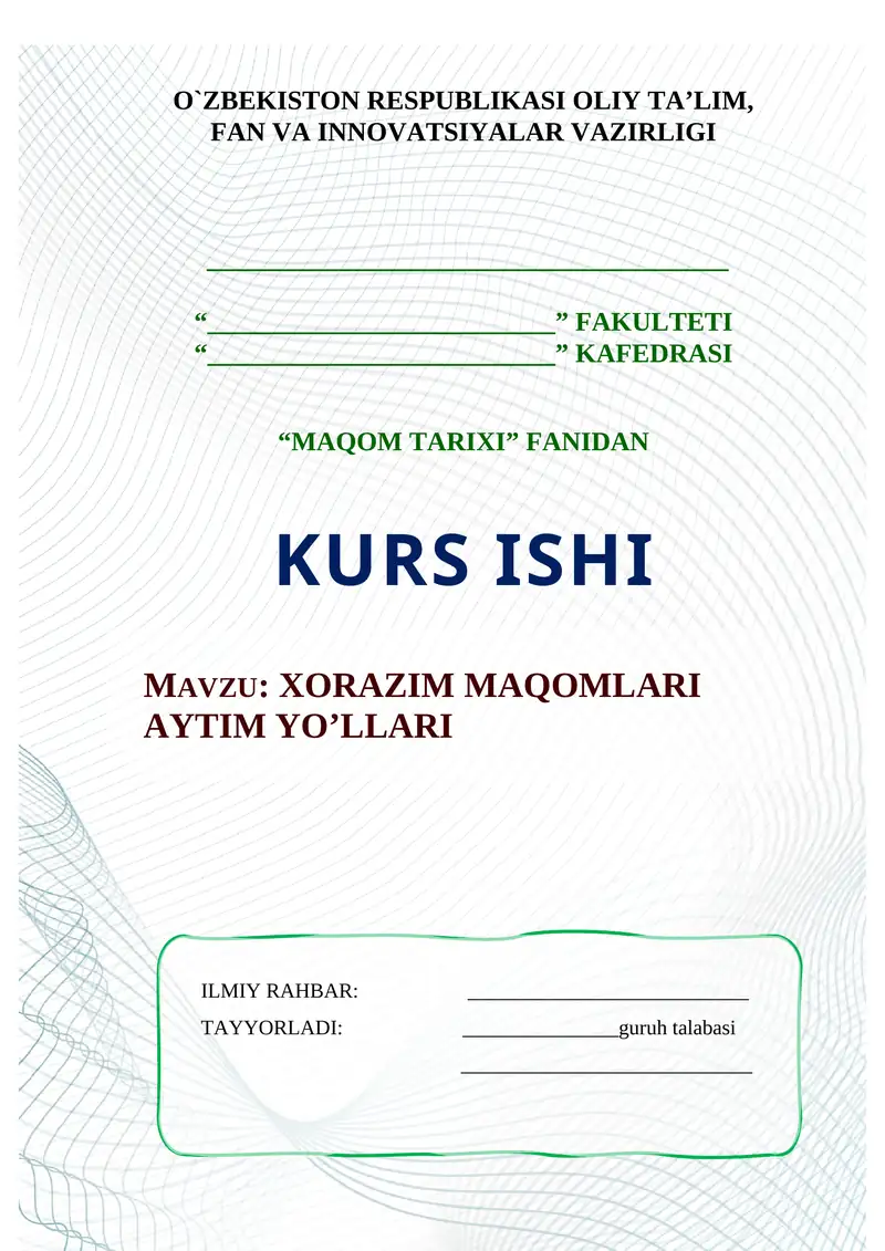 XORAZIM MAQOMLARI AYTIM YO’LLARI