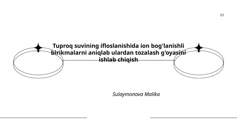 Tuproq suvining ifloslanishida ion bog'lanishli birikmalarni aniqlab ulardan tozalash g'oyasini ishlab chiqish