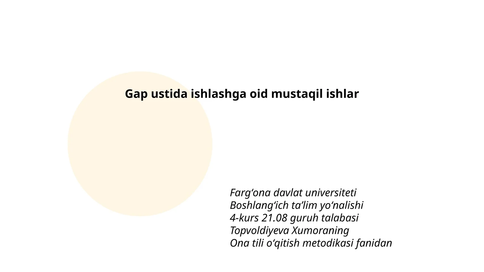 Ona tili oʻqitish metodikasi fanidan