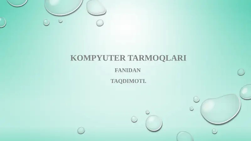 Tarmoq qurishning asosiy tamoyillari