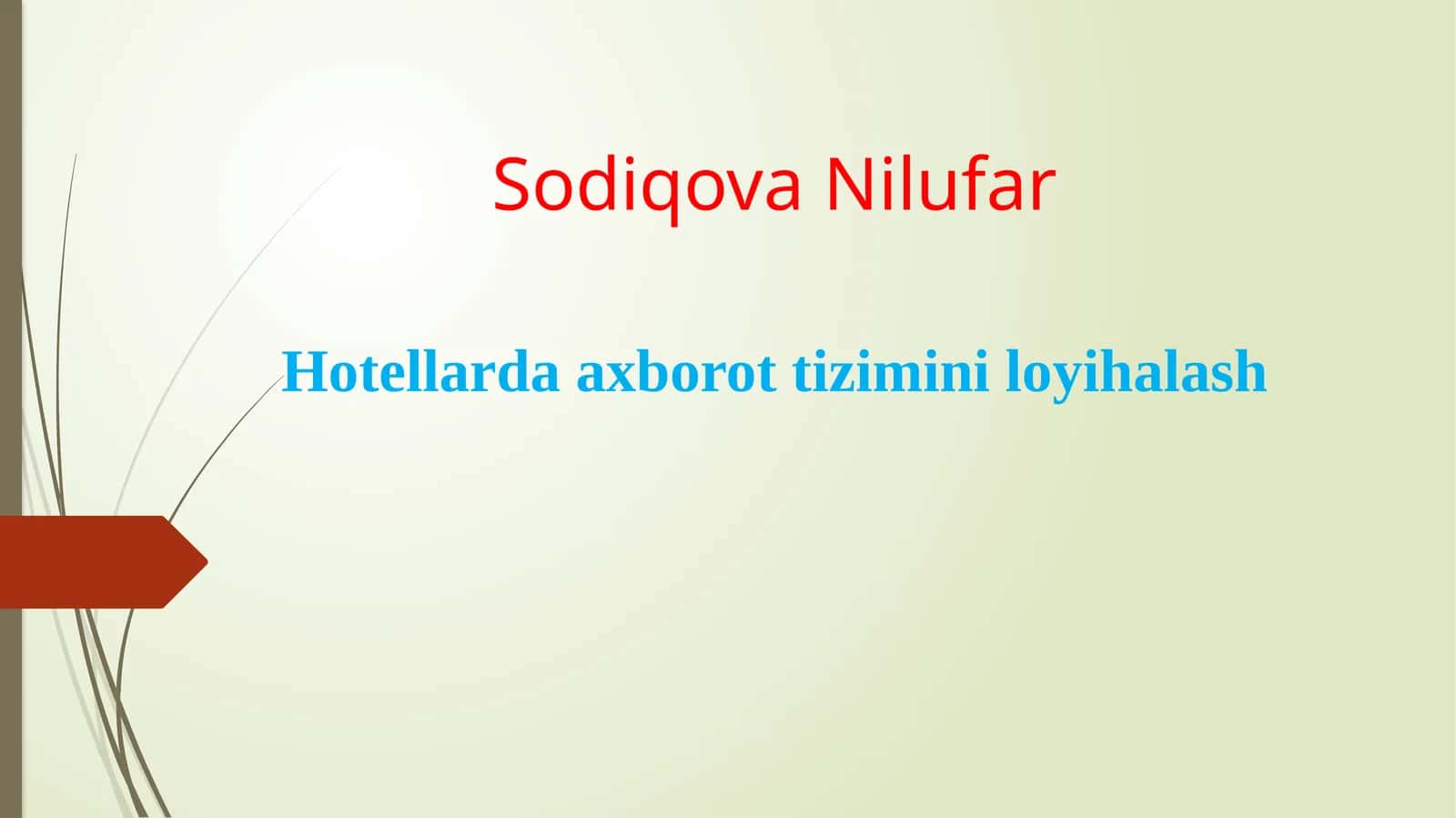 Hotellarda axborot tizimini loyihalash