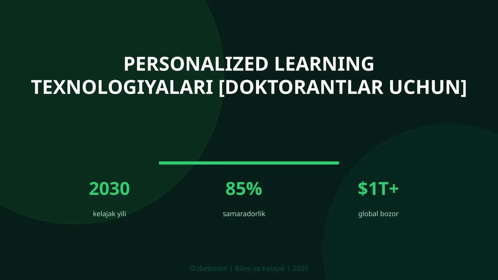 Personalized learning texnologiyalari [doktorantlar uchun]