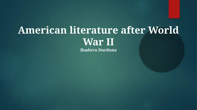 American literature after World War II