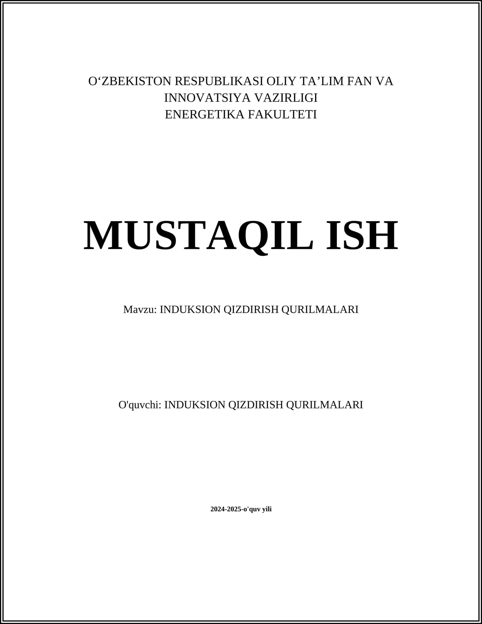 INDUKSION QIZDIRISH QURILMALARI