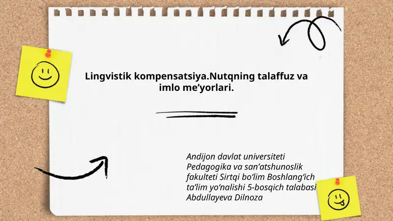 Lingvistik kompensatsiya.Nutqning talaffuz va imlo meʼyorlari.