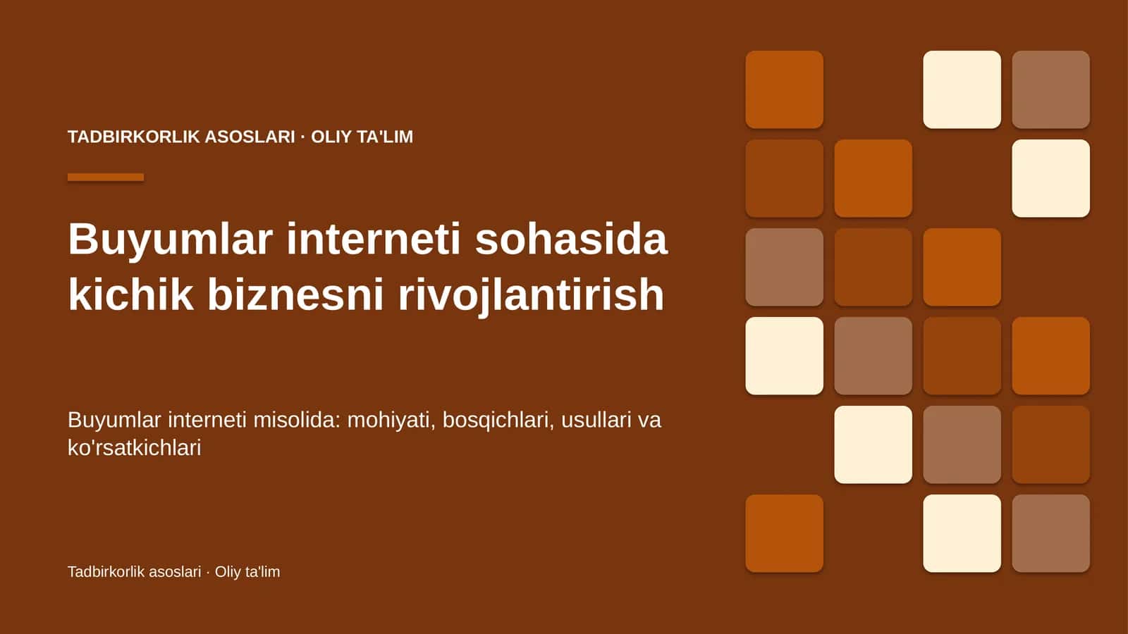 buyumlar interneti sohasida kichik biznesni rivojlantirish 7931