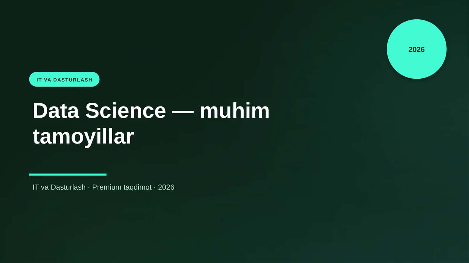 Data Science — muhim tamoyillar