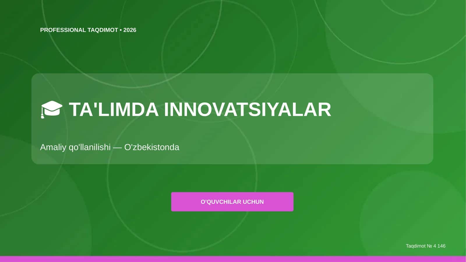 Ta'limda innovatsiyalar: amaliy qo'llanilishi (O'zbekistonda) [o'quvchilar uchun]