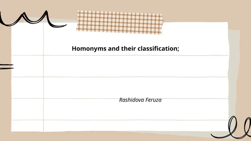 Homonyms and their classification