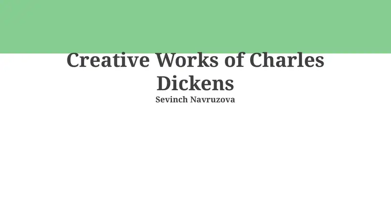 Creative Works of Charles Dickens