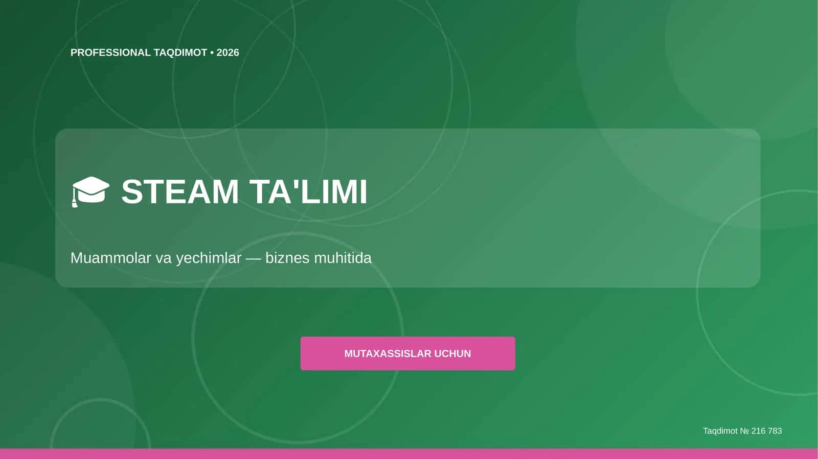 STEAM ta'limi: muammolar va yechimlar (biznes muhitida) [mutaxassislar uchun]