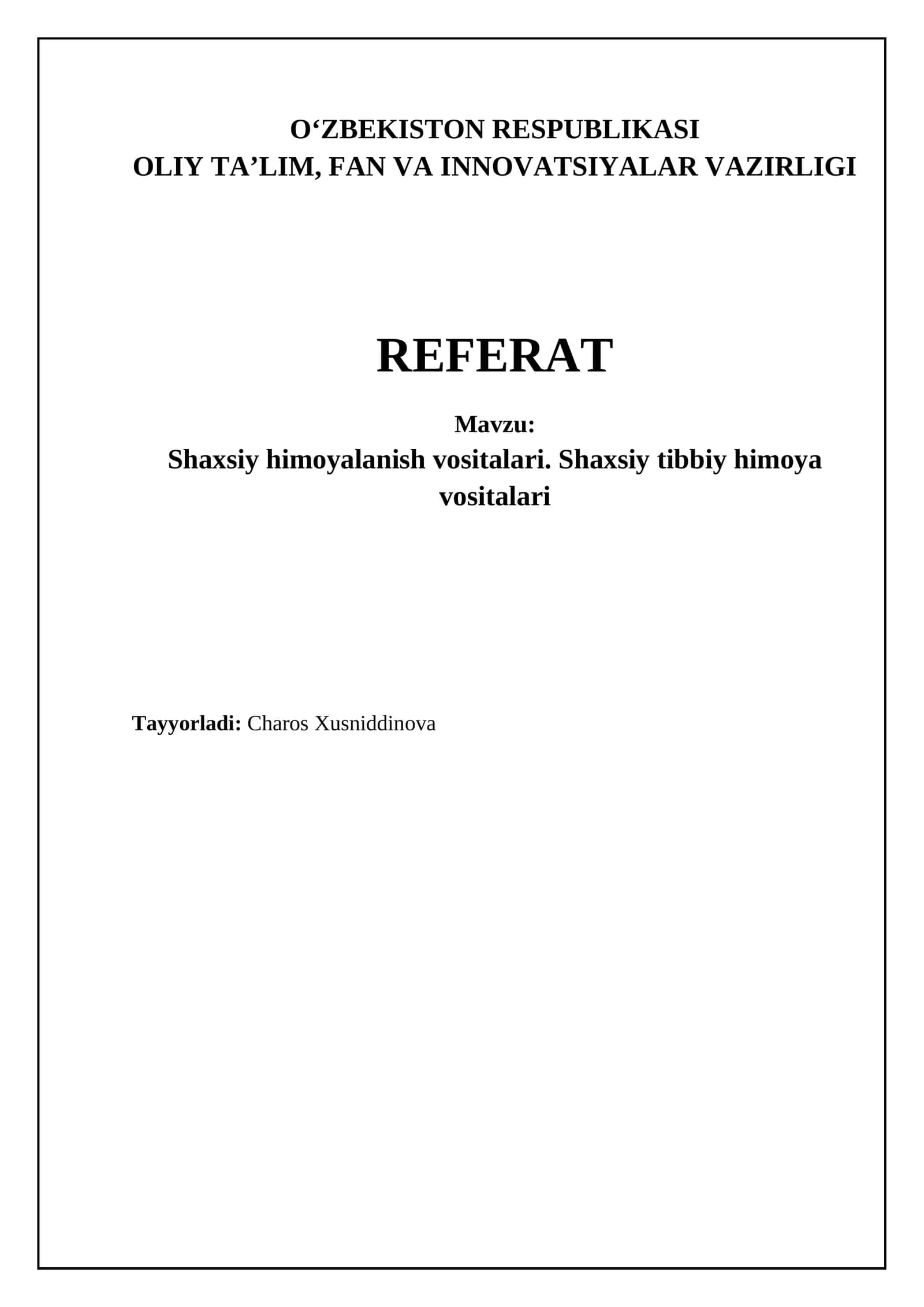 Shaxsiy himoyalanish vositalari. Shaxsiy tibbiy himoya vositalari