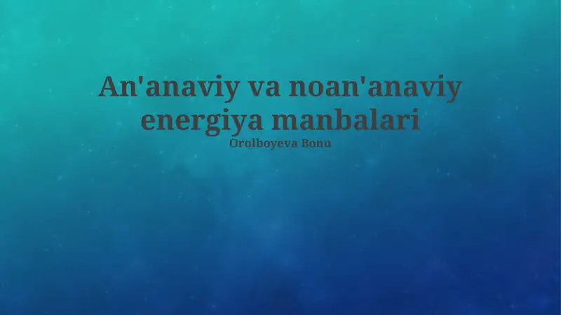 Energiya manbalari