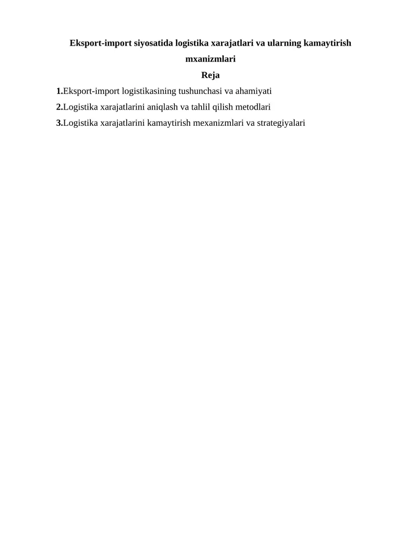 Eksport-import logistikasi