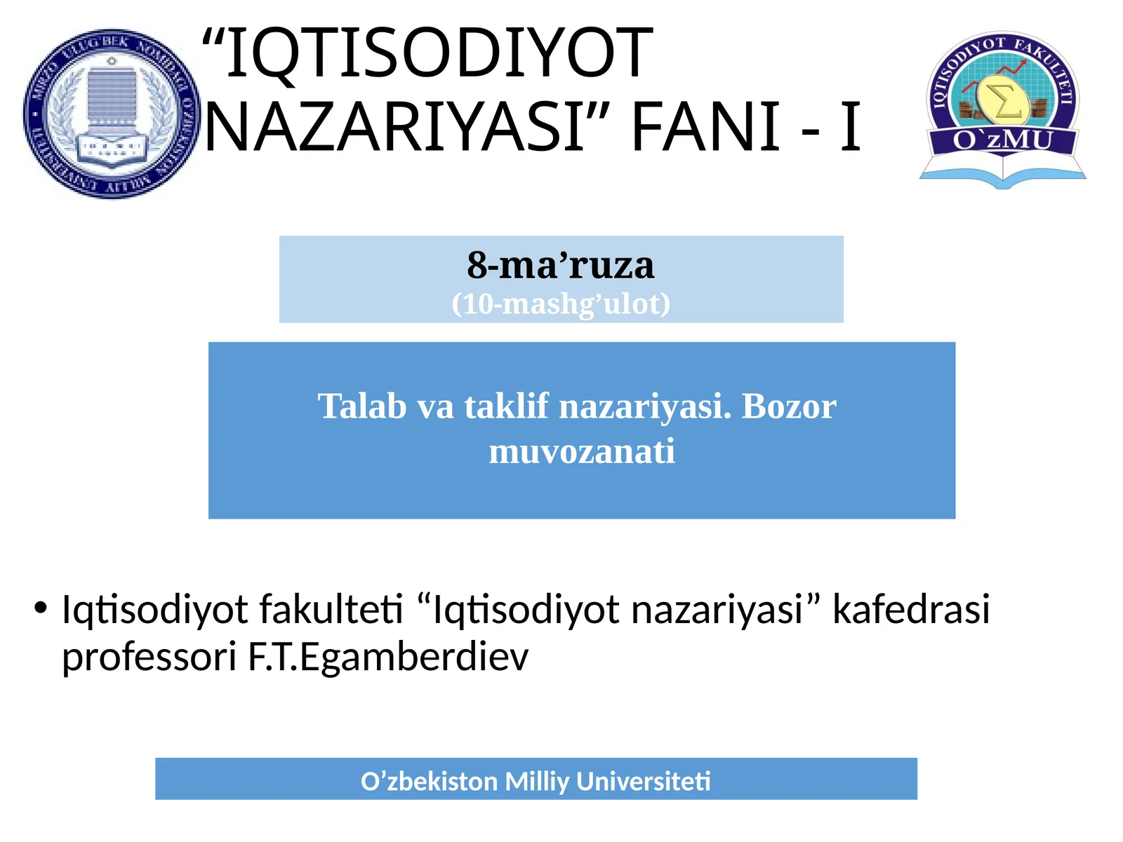 IQTISODIYOT NAZARIYASI