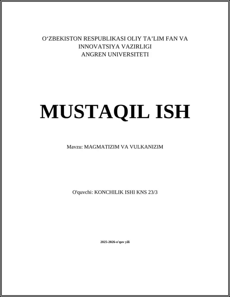 MAGMATIZM VA VULKANIZIM