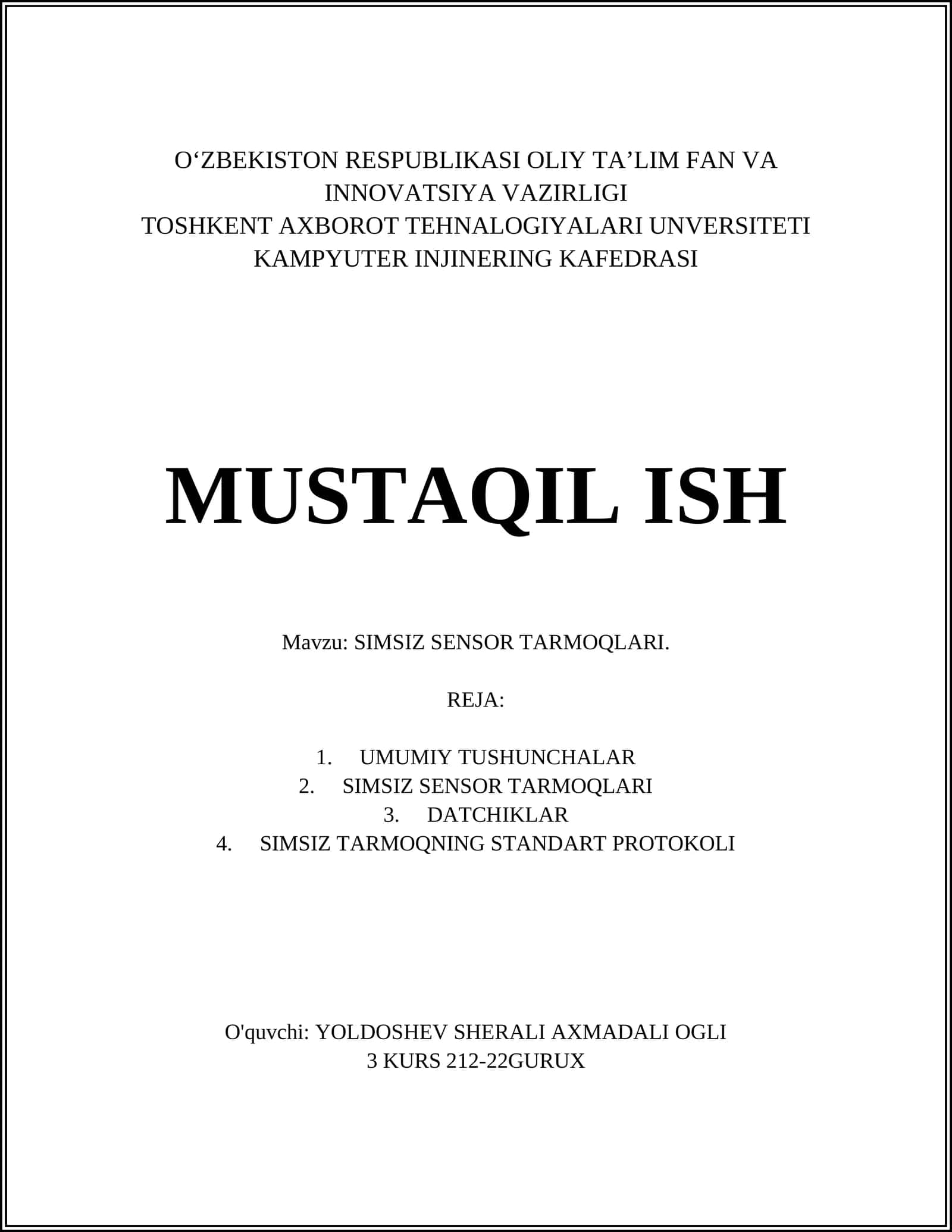 SIMSIZ SENSOR TARMOQLARI