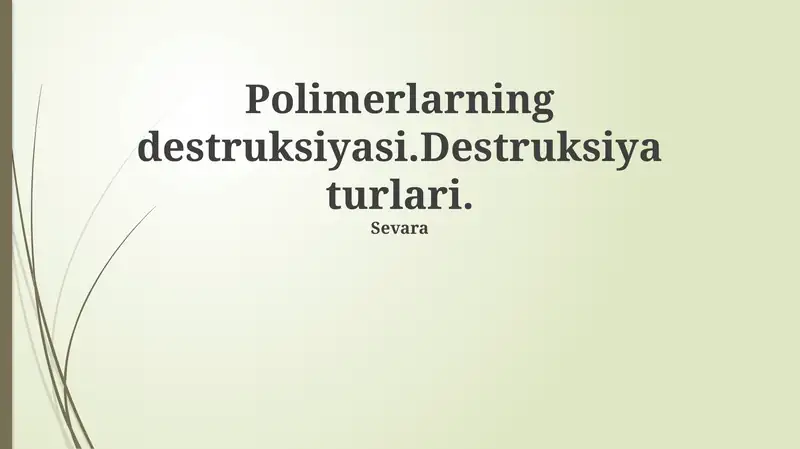 Polimerlarning destruksiyasi