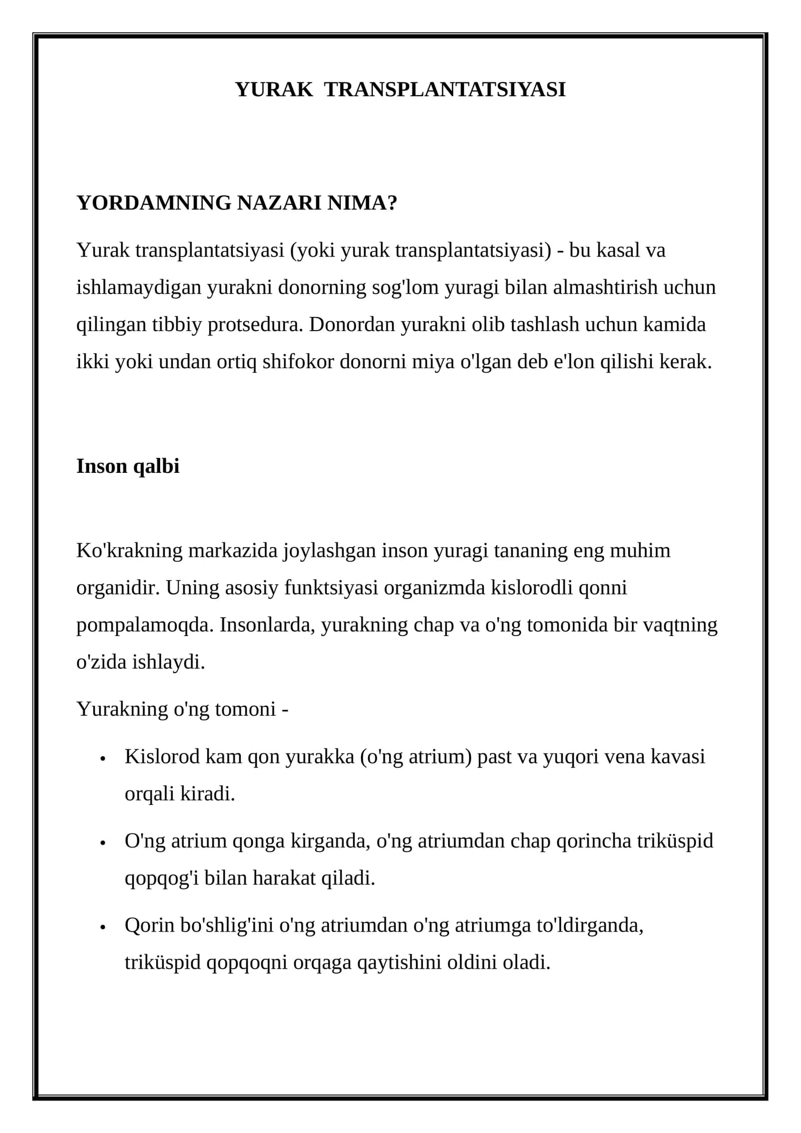 YURAK TRANSPLANTATSIYASI