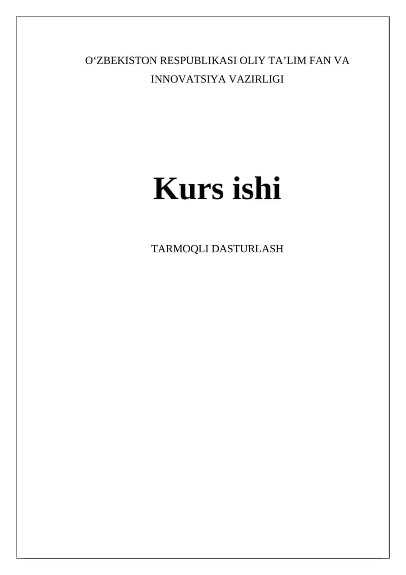 TARMOQLI DASTURLASH