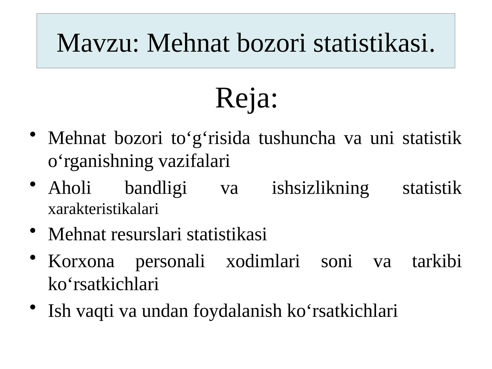 Mehnat bozori statistikasi