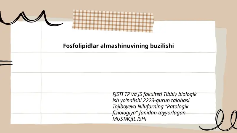 Fosfolipidlar almashinuvining buzilishi