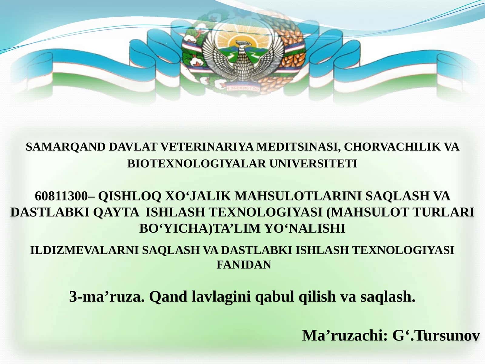 Qand lavlagini qabul qilish va saqlash