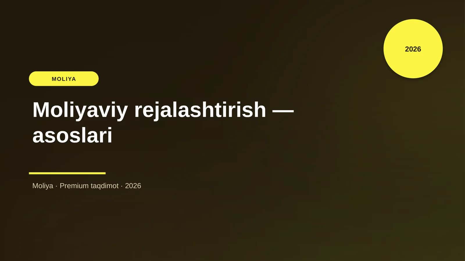 Moliyaviy rejalashtirish — asoslari