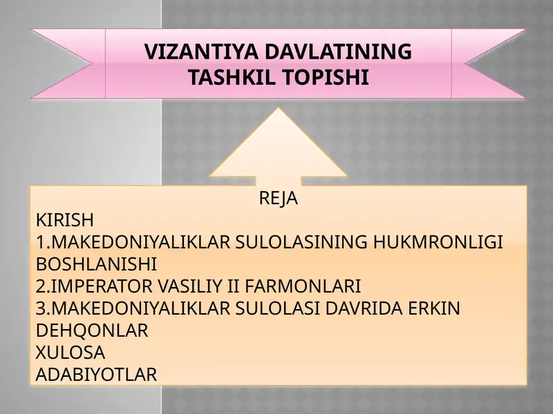 VIZANTIYA DAVLATINING TASHKIL TOPISHI