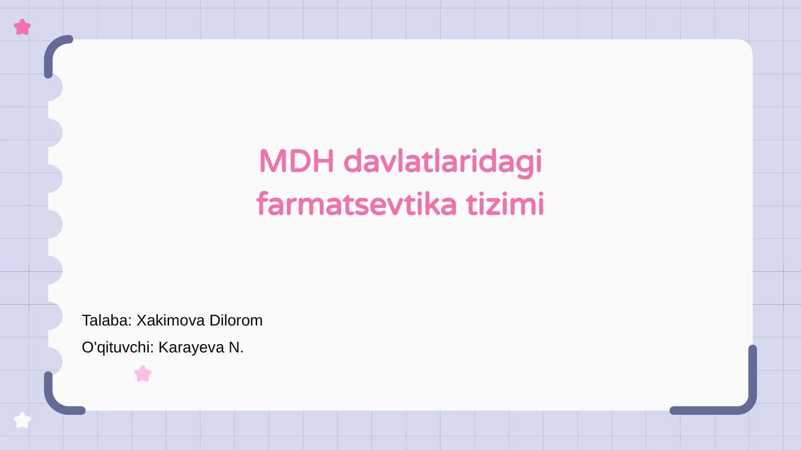 MDH davlatlaridagi farmatsevtika tizimi