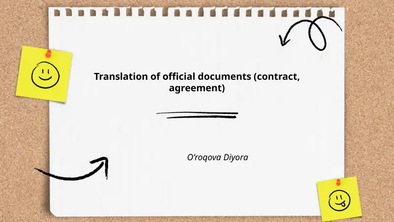 Translation of official documents (contract, agreement)
