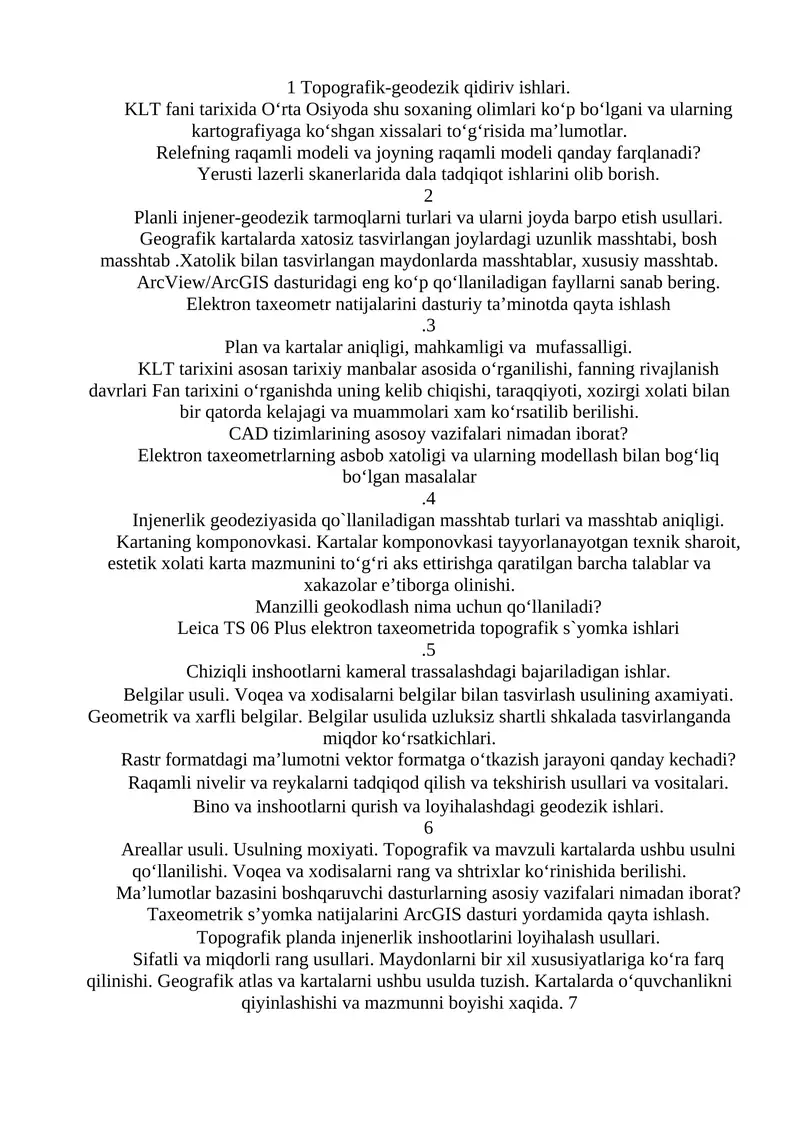 Topografik-geodezik qidiriv ishlari
