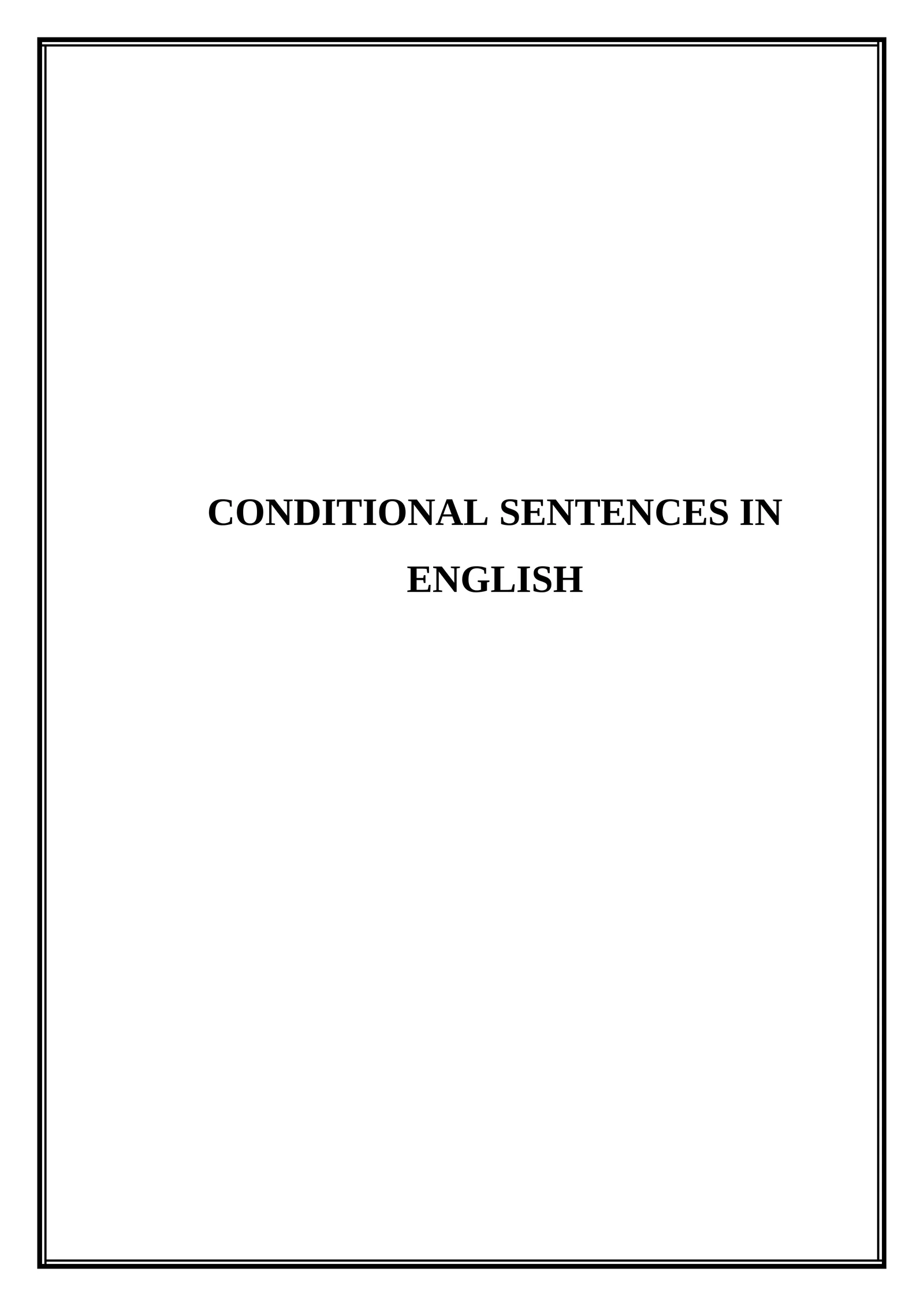 Conditional sentences in english