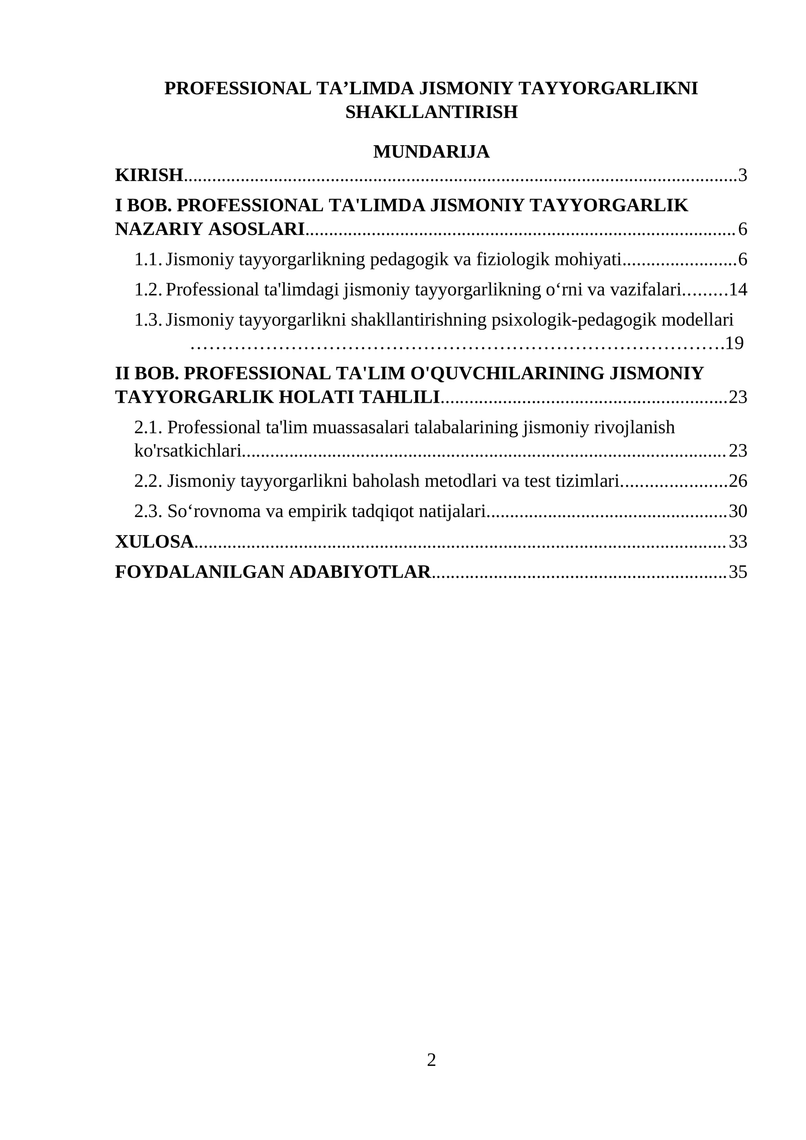 Professional Ta’limda Jismoniy Tayyorgarlikni Shakllantirish