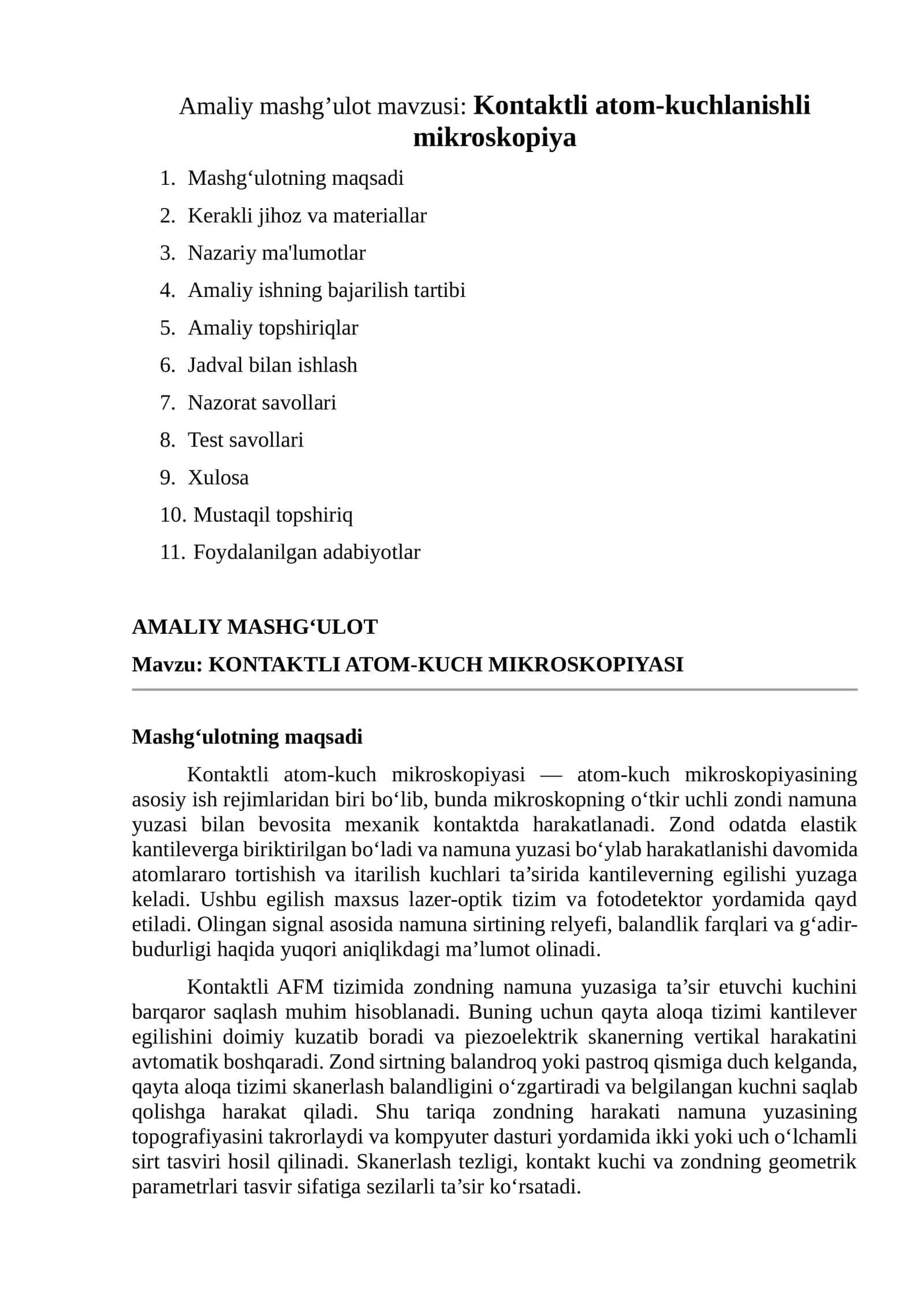 KONTAKTLI ATOM-KUCH MIKROSKOPIYASI